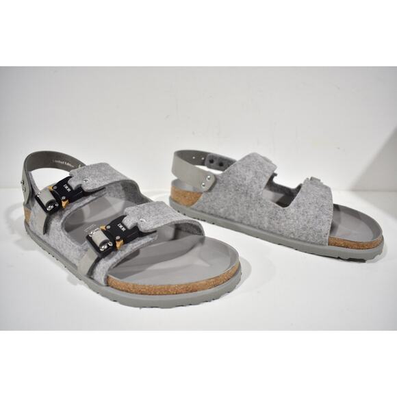 Dior By Birkenstock Milano Sandal Grey Felt Wool Slingback Buckle Flat 44 11 - Picture 7 of 9